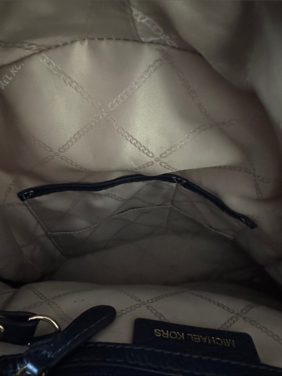 Michael Kors Navy Leather Backpack with Gold Hardware main image 9
